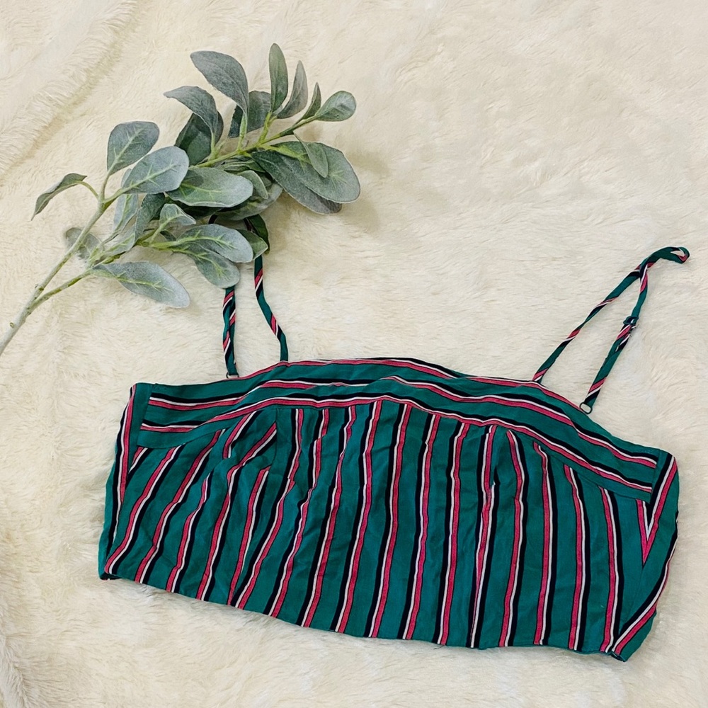 Striped Crop Tie Back Top